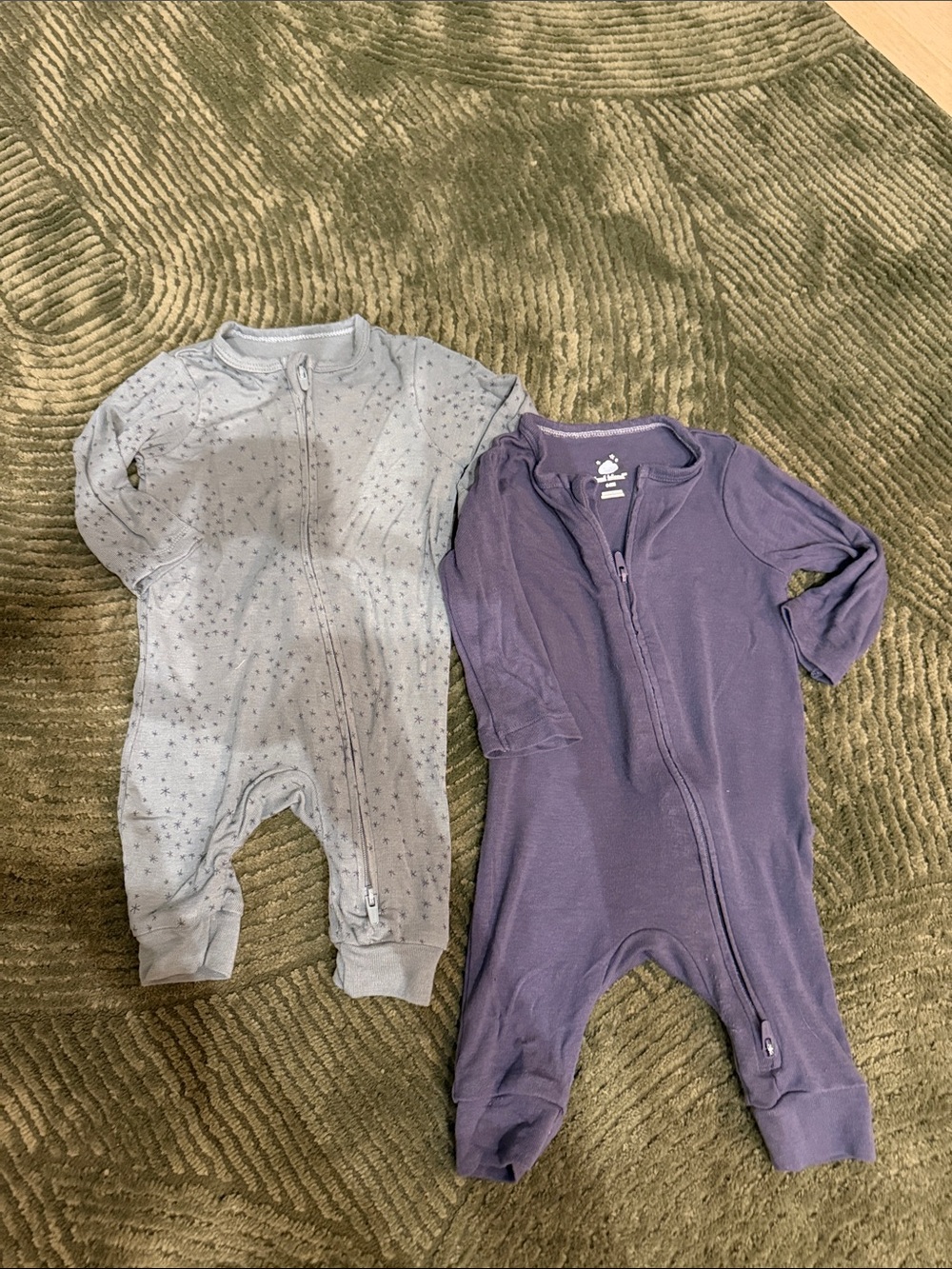 cloud island Blue and Light Gray Zip Front Footie Pack